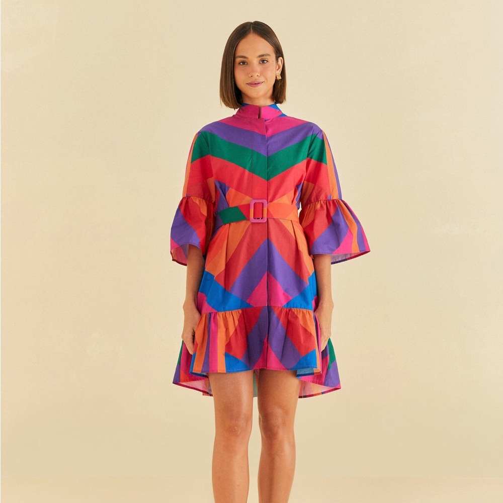 Farm Rio Amanda Stripes Mini Dress || Like New